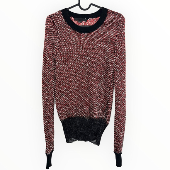 Alexander Wang knit Metallic black red pullover crewneck sweater top jumper Sm - Picture 5 of 9